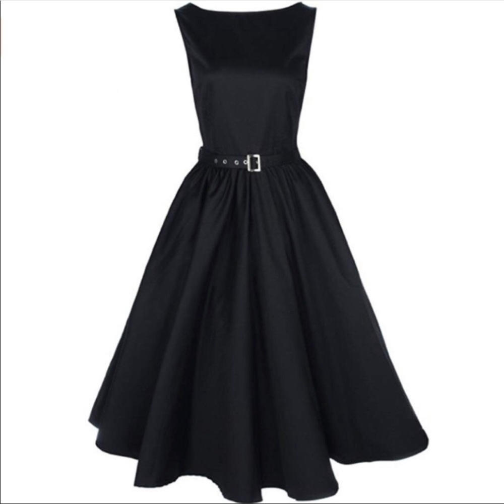 50s Black Swing Pin Up Retro Vintage Dress